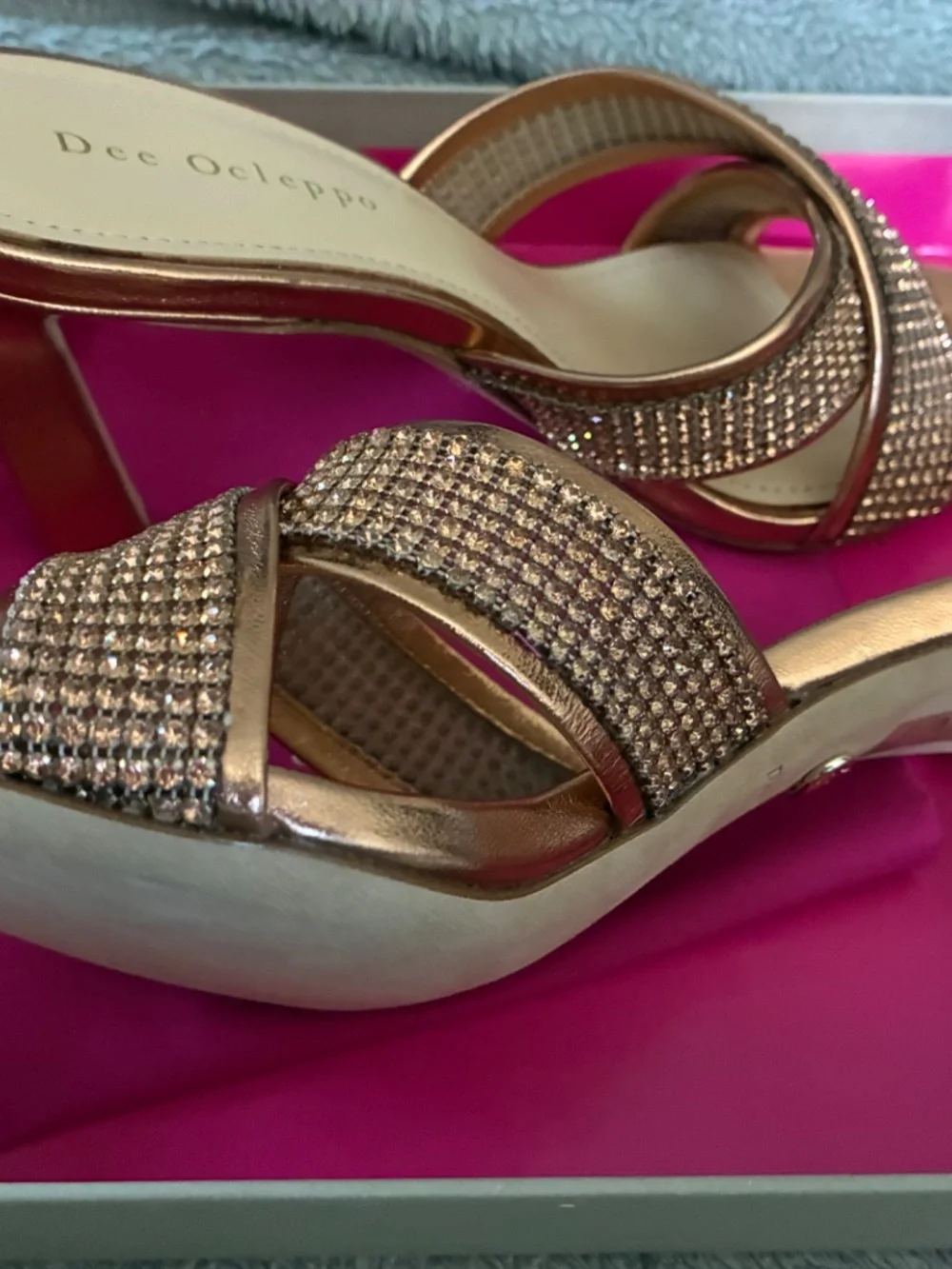 Dee Ocleppo Crystal Embellished Leather Sandals
